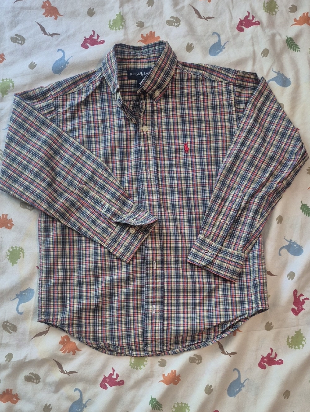 Ralph Lauren Multicolor Plaid Button-Down Shirt with Red Pony
